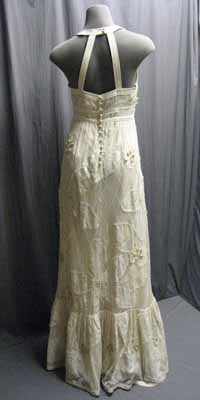 525 Tracy Reese Beaded Floral Applique Ivory Lace Halter Dress Gown 2 